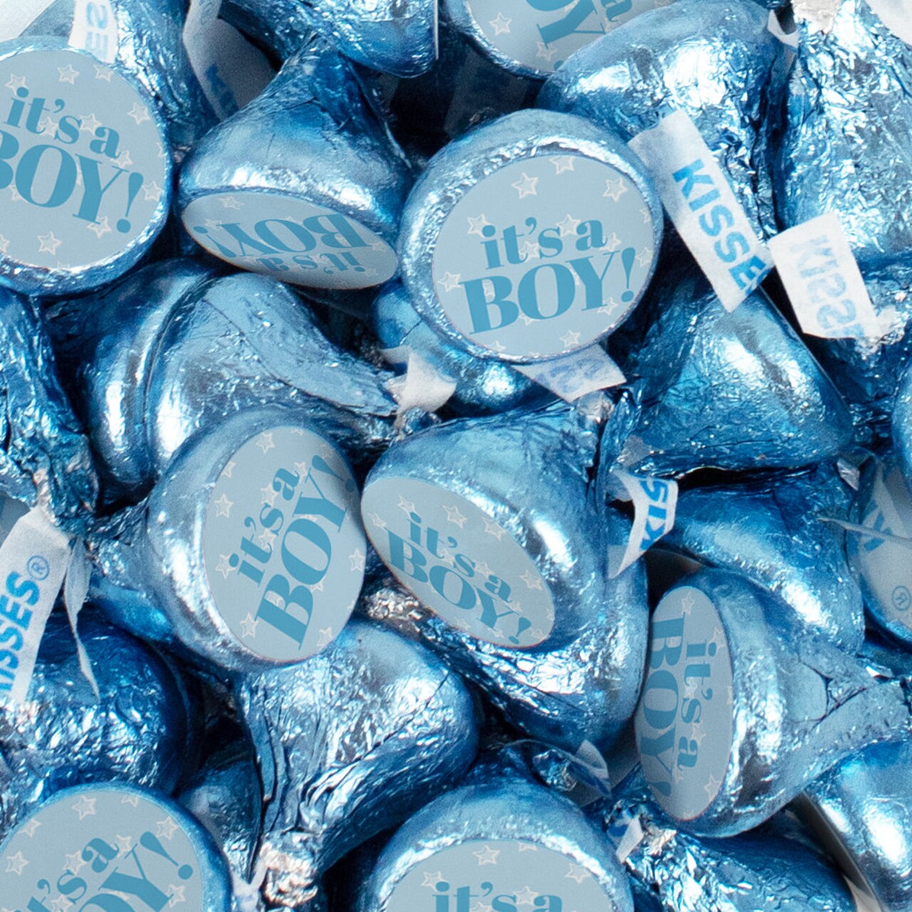 Blue It's a Boy Baby Shower Candy Party Favors (Approx. 100 Pcs Milk Chocolate Hershey's Kisses & 40 Pcs Wrapped Miniatures)